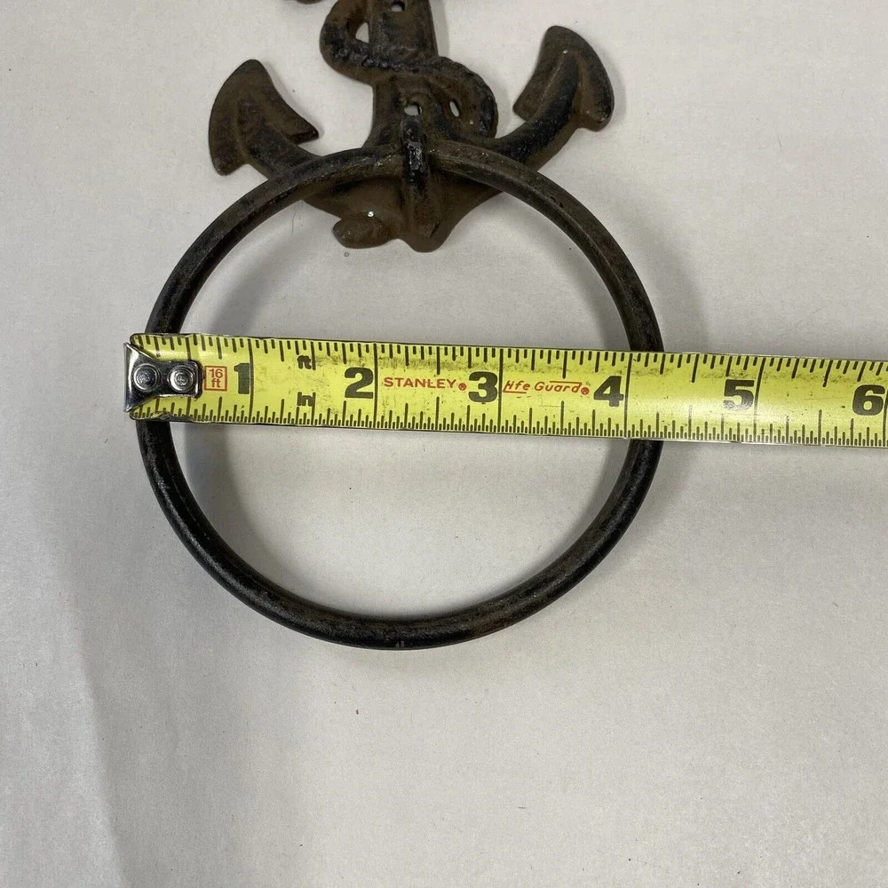 Nautical Cast Iron Anchor Towel Ring Holder Wall Decor